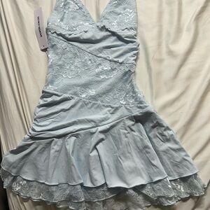 Light Blue Lace Skater Dress